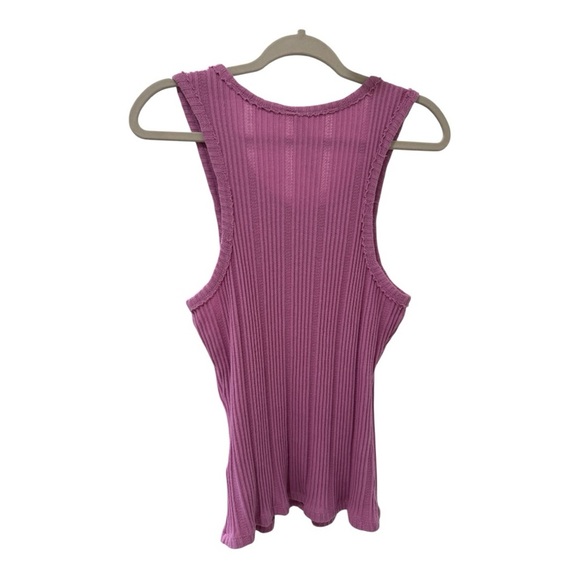 ANTHROPOLOGIE Women's Ribbed Tank Top MAUVE/PURPLE Size L - LIKE NEW! Fast Ship! - Picture 2 of 5